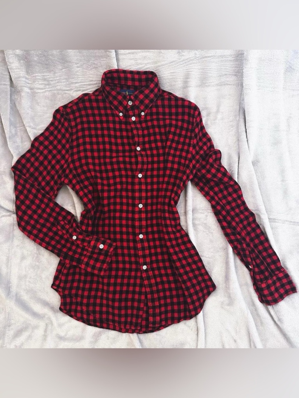 Ralph Lauren Classic Red and Black Check Flannel Button-Down Shirt